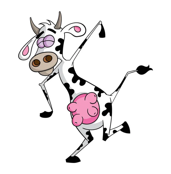 Beyaz, vektör çizim karikatür tarzı inek simgesi