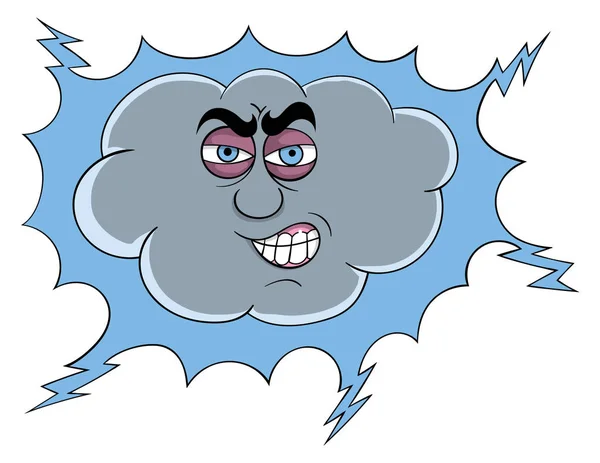 卡通风格愤怒的云图标上的白色 矢量插图 — 图库矢量图片