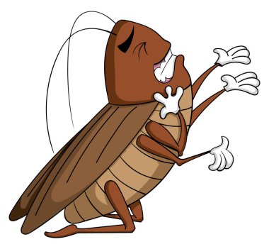 Beyaz, vektör çizim karikatür tarzı hamamböceği simgesi