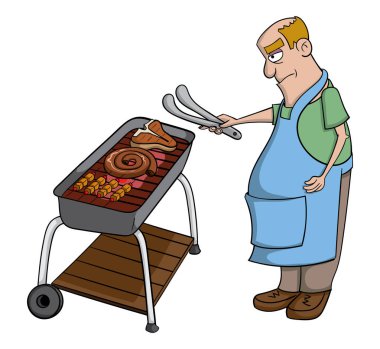 Beyaz, vektör çizim karikatür tarzı ızgara simgesi