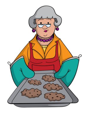 Beyaz, vektör çizim karikatür tarzı Büyükanne simgesi