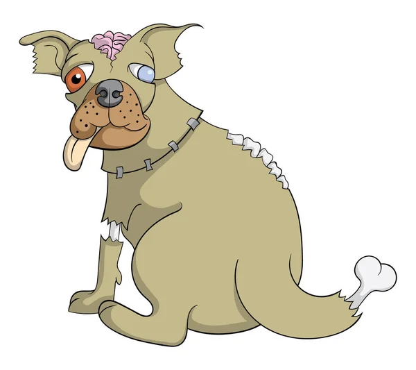 Cartoon Style Zombie Dog Icon White Vector Illustration — Stock Vector