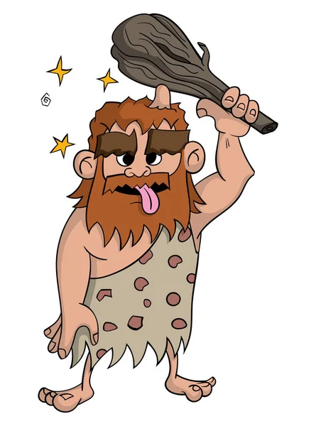 karikatür tarzı mağara adamı simgesine, beyaz, vektör çizim