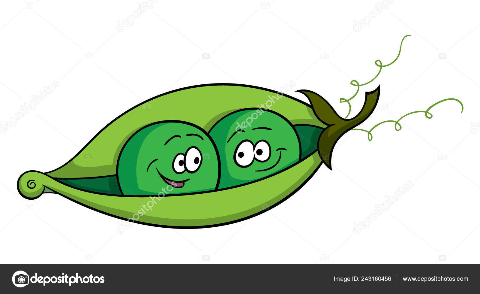Cartoon Character Cute Funny Two Peas Pod Isolated White Background Stock  Vector Image by ©Basjan #243160456