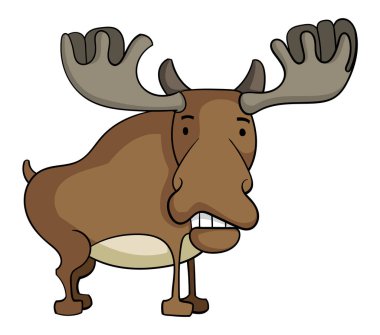 şirin komik geyik beyaz arka plan, vektör, illüstrasyon izole karikatür karakter 