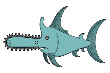 ve beyaz arka plan, vektör, illüstrasyon izole karikatür karakter balık gördüm 