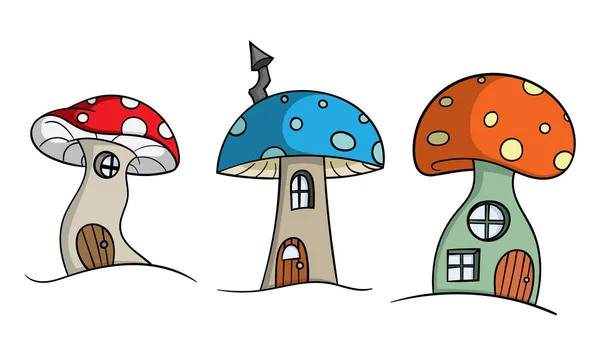 Beyaz arka plan, vektör, illüstrasyon izole karikatür parlak ev mantar kümesi 