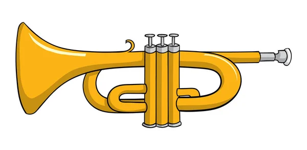 Cartoon Trumpet Isolated White Background Vector Illustration — Stock Vector