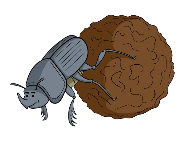 Escarabajo Estiércol Dibujos Animados Aislado Sobre Fondo Blanco Vector Ilustración — Vector de stock