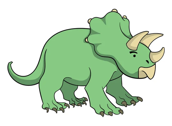 Cartoon Character Green Dinosaur Isolated White Background Vector Illustration — Stock Vector