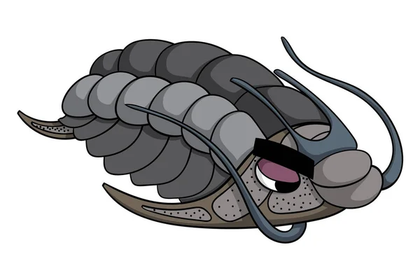 Caricatura Lindo Divertido Trilobite Aislado Sobre Fondo Blanco Vector Ilustración — Vector de stock