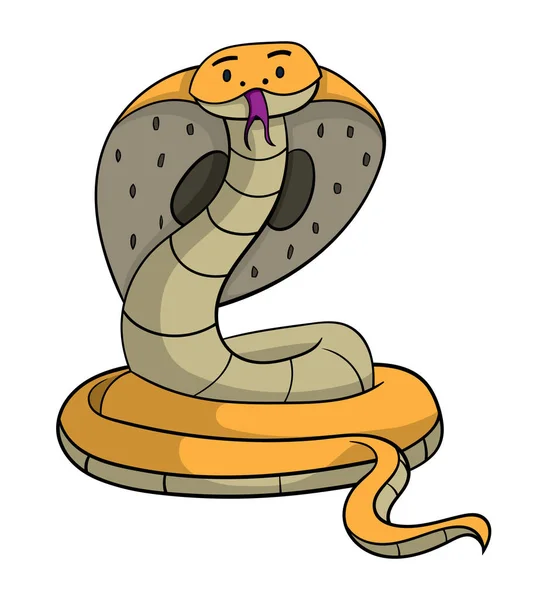 Personaggio Dei Cartoni Animati Cobra Isolato Sfondo Bianco Vettore Illustrazione — Vettoriale Stock