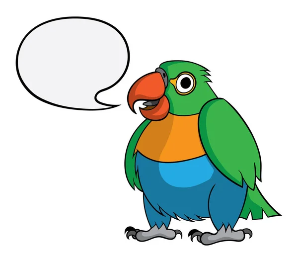 Cartoon Character Cute Funny Bright Parrot Empty Speech Bubble Isolated — Stock Vector