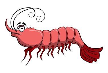 Beyaz, vektör çizim karikatür tarzı karides simgesini