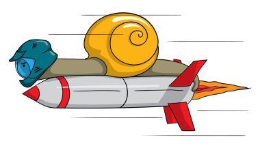 hızlı salyangoz beyaz arka plan, vektör, illüstrasyon izole karikatür karakter 