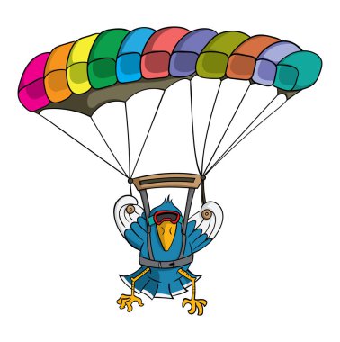 Beyaz arka plan, vektör, illüstrasyon izole kuş uçan çizgi film karakteri 