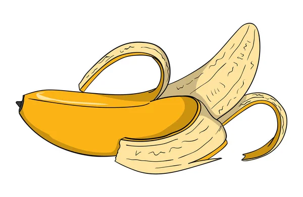 Cartoon Style Banana Icon White Vector Illustration — Stock Vector