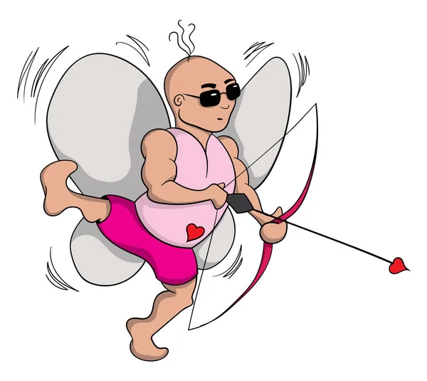 Desenho Animado Ícone Cupido Branco Ilustração Vetorial — Vetor de Stock
