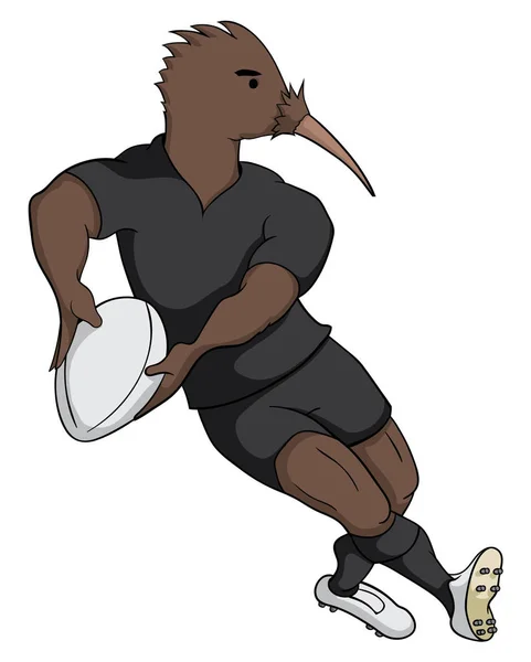 Jugador Rugby Kiwi Aislado Sobre Fondo Blanco — Vector de stock