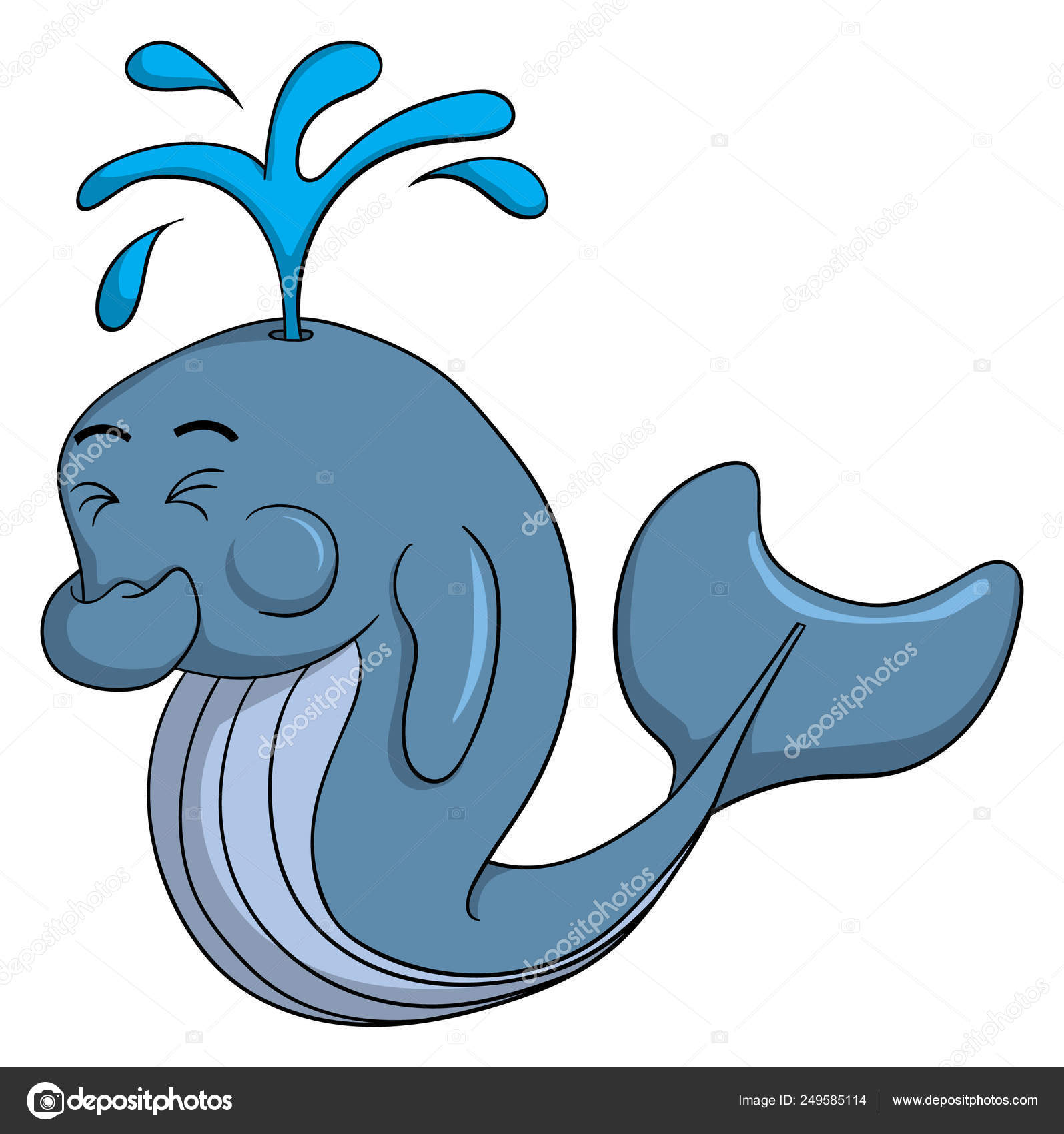 Cute Cartoon Whale Isolated White Background Stock Vector Image by ...