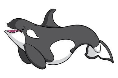 Beyaz arka plan üzerinde izole dostu karikatür orca