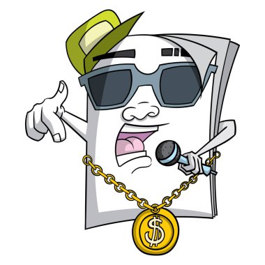 Kağıt beyaz arka plan üzerinde izole rap çizgi film