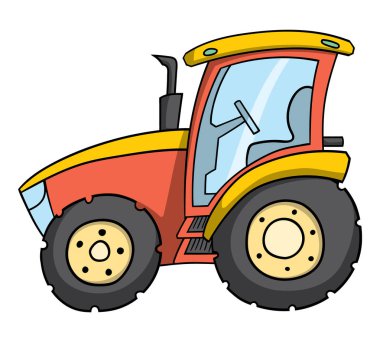 Çiftlik traktör beyaz arka plan üzerinde izole karikatür tarzı gösteren resim