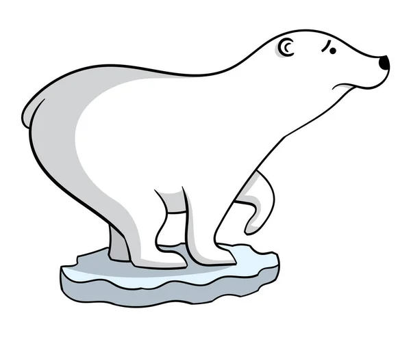 悲伤的北极熊平衡在微小的一块冰查出在白色背景 — 图库矢量图片