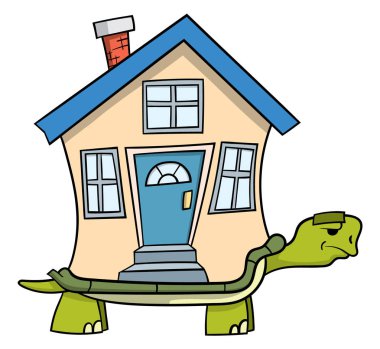 Beyaz arka plan üzerinde izole kaplumbağa çizgi film karakteri