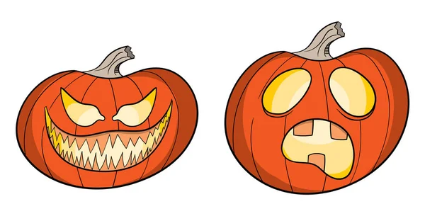 Jack o fener farklı yüz ifadeleri ile karikatür tarzı gösteren resim