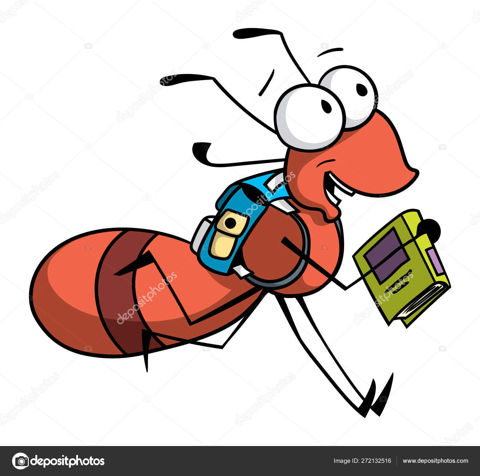 Desenhos Animados Ilustração Estilo Menino Formiga Correndo Volta Para  Escola Vetor de ©Basjan 272132516, image size:1600x1587
