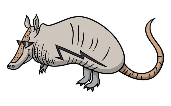 Güneş gözlüğü takan serin bir armadillo Karikatür tarzı illüstrasyon - onun tarafında bir yıldırım sembolü dövme var.