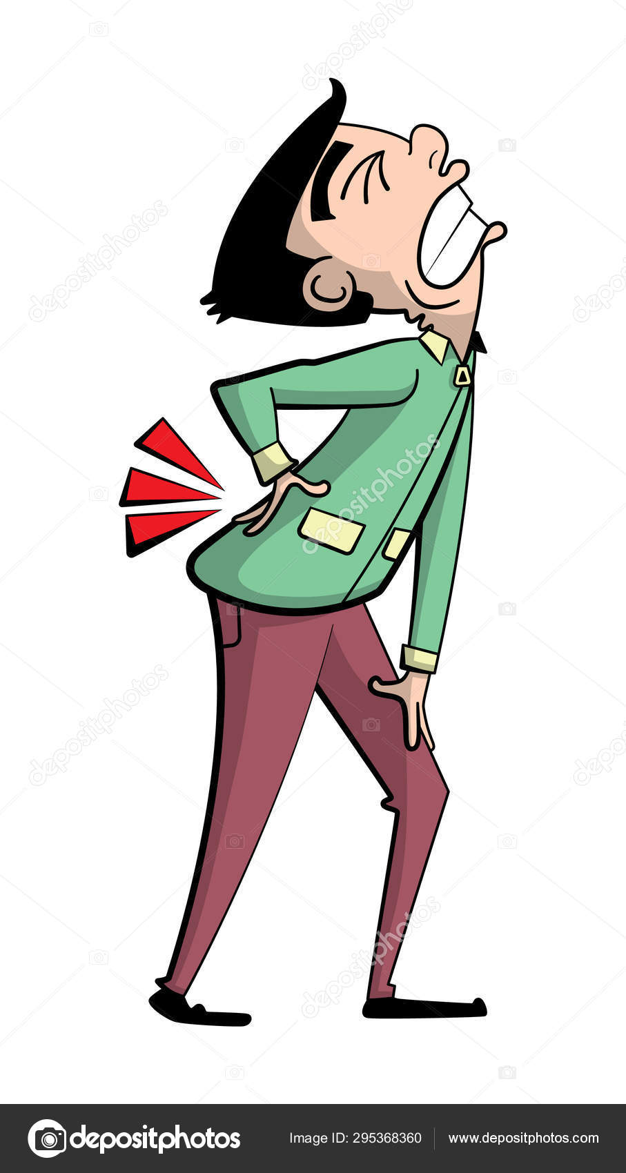Cartoon Style Illustration Man Who Wincing Pain His Lower Back Vector Image By C Basjan Vector Stock