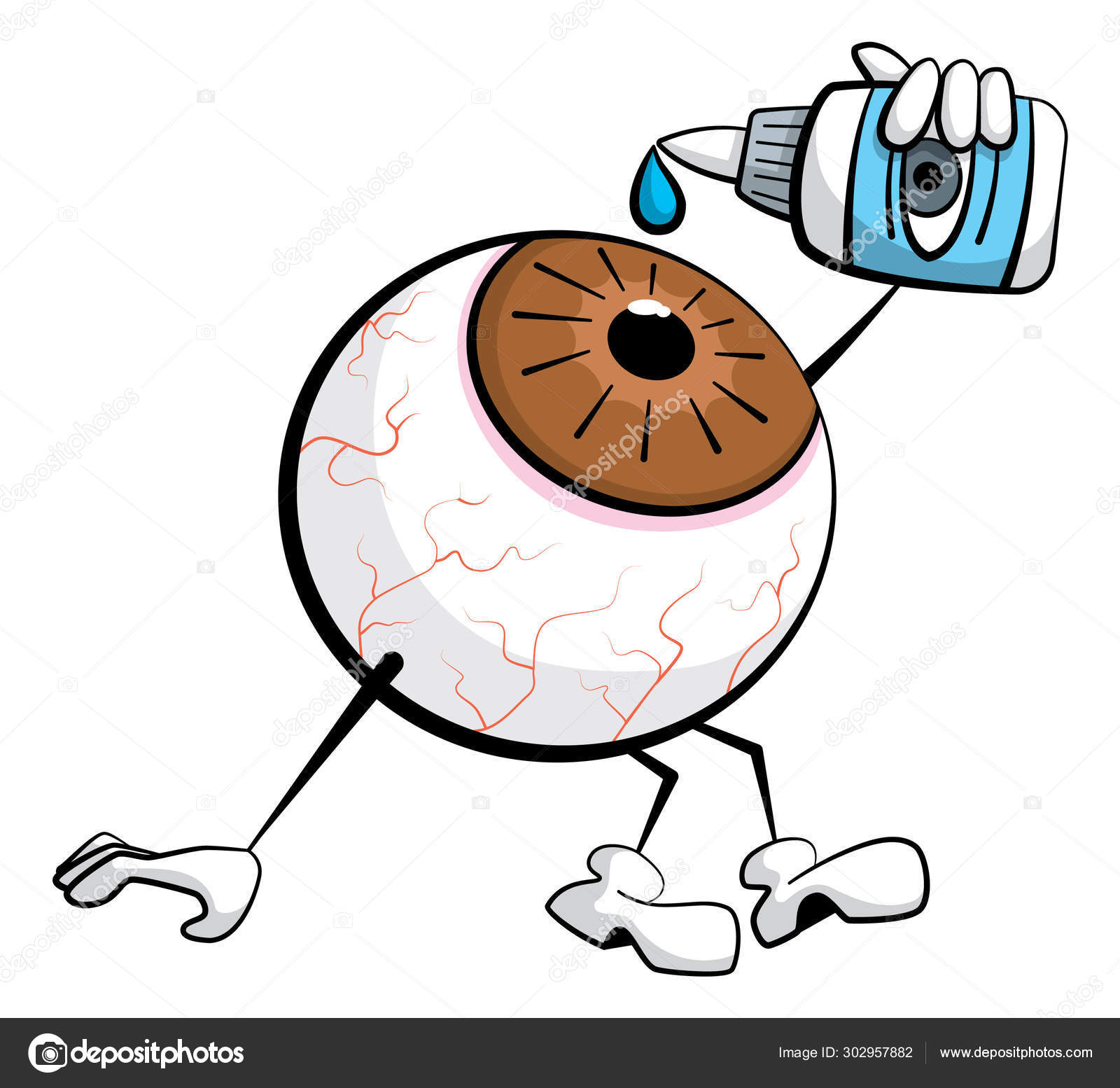 Cartoon Style Illustration Sore Eyeball Character Red Veins Dripping Drop  Stock Vector Image by ©Basjan #302957882