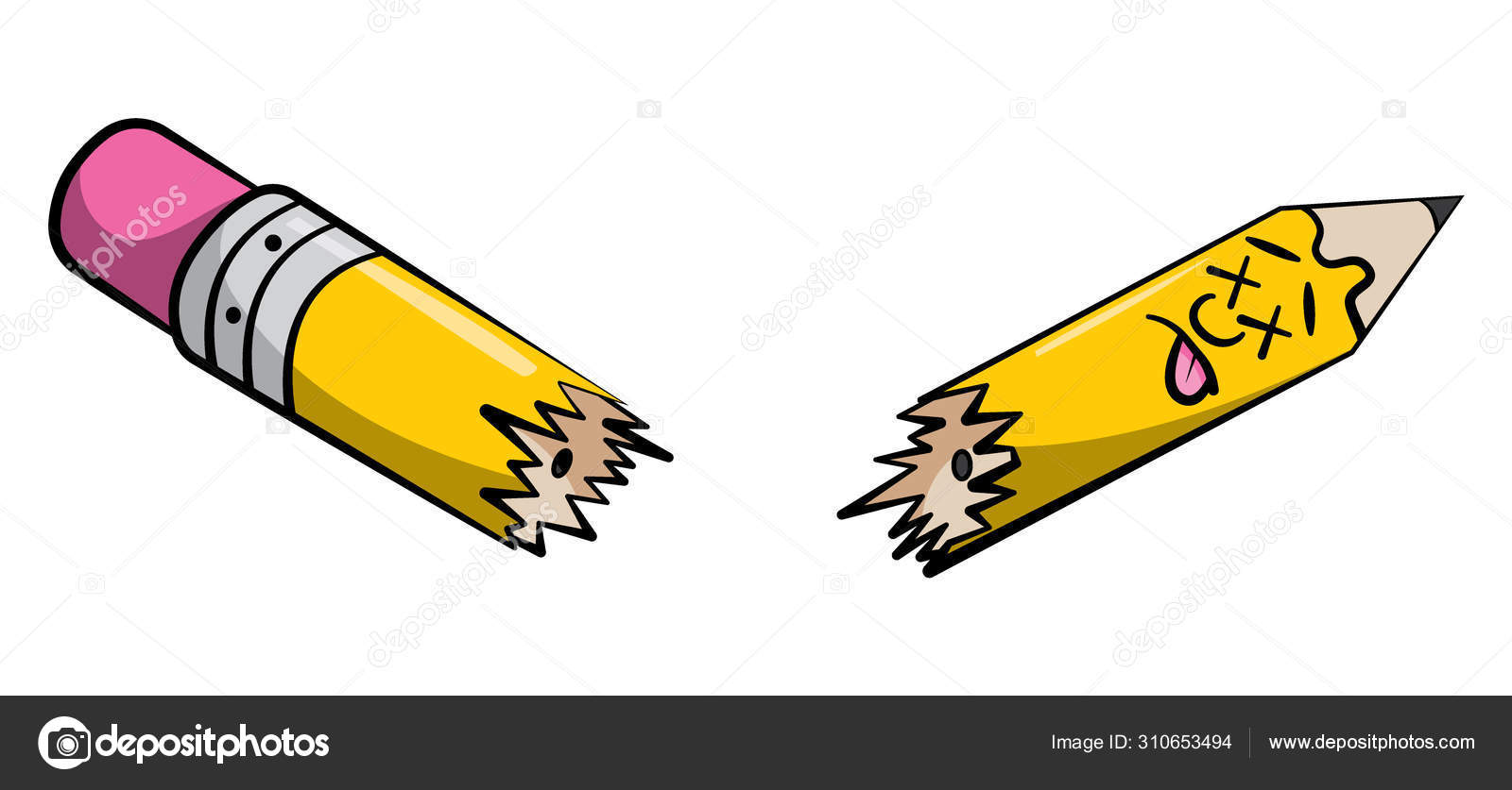 Cartoon Style Illustration Dead Character Broken Pencil Cross Eyes Tongue  Stock Vector Image by ©Basjan #310653494