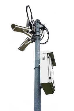 Beyaz arka plan üzerinde birden fazla Cctv kamera
