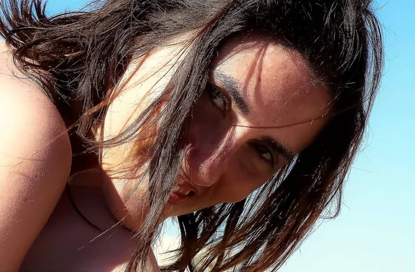 Ritratto Donna Spiaggia — Foto Stock