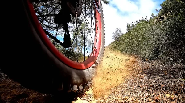 Deslízate Por Pista Con Rueda Bicicleta — Foto de Stock