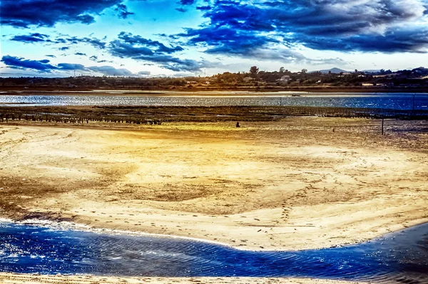 Lagunenlandschaft Mit Sand Und Blauen Farben — Stockfoto