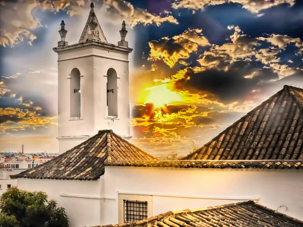 Dachy Wieża Kościelna Tavira — Zdjęcie stockowe