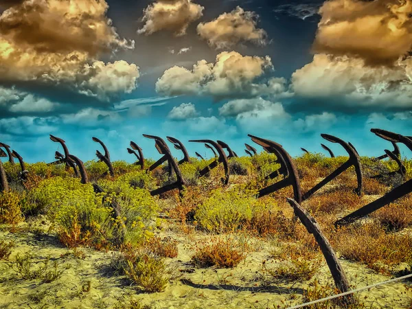 Landschap Met Anker Kamp Het Strand Baril — Stockfoto