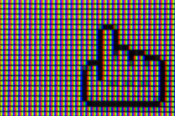 macro monitor pixels with the cursor in the shape of a hand