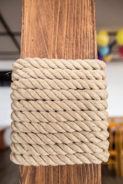 Rope is used for the interior of the room.