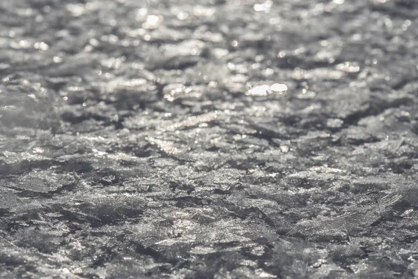 Hermosos Grandes Cristales Escarcha Yacían Sobre Fría Nieve Madrugada Luz — Foto de Stock