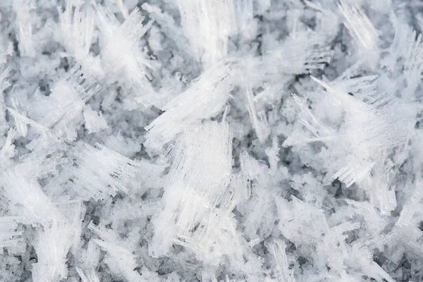Krystaly Mrazu Zblízka Mrazivý Zimní Den — Stock fotografie
