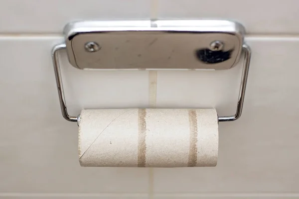 Toilet Paper Bathroom Ended Most Inopportune Moment Awkward Situation Close — Stock Photo, Image