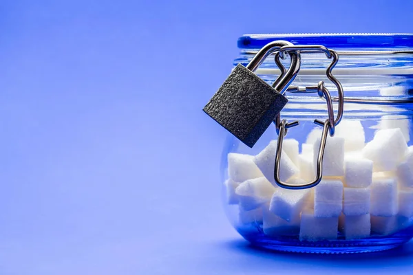 White Sugar Cubes Transparent Glass Jar Lid Which Restraint Closed — Stock Photo, Image