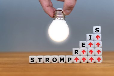 Simge elektrik oranları artırmak için. Zar formu Alman wo
