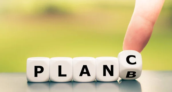 Mano Gira Los Dados Cambia Expresión Plan Plan — Foto de Stock