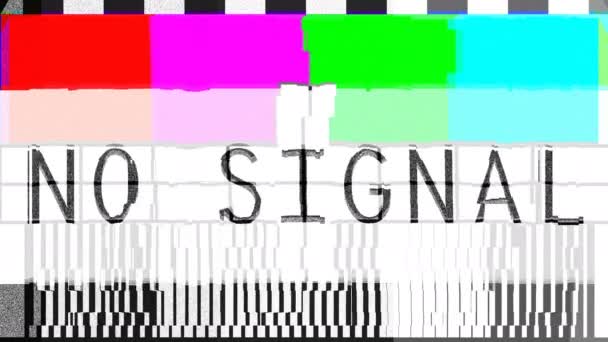 Flicker Glitch transmissão, distorcida padrão de barras de cor Sem sig — Vídeo de Stock